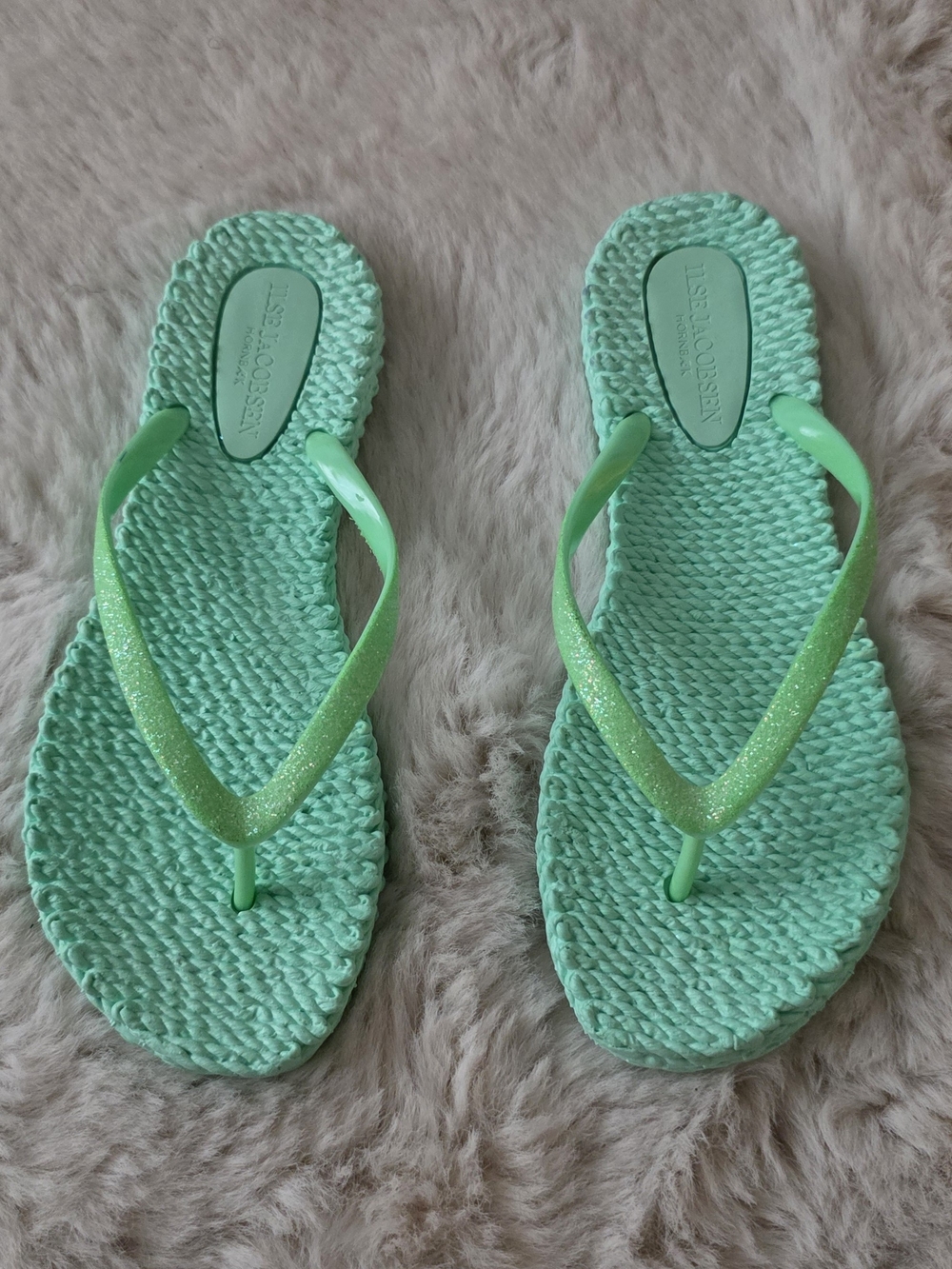 Ilse Jackobsen Glitter Flip Flops Mint Green Braided Flip Flop Sandals